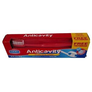 Lucky Anticavity Fluoride Toothpaste & Toothbrush Combo 6.4 Oz For Cavity Preven